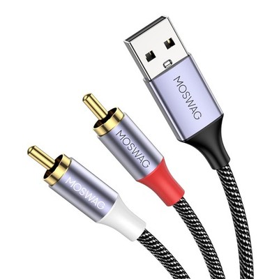 Audiokabel, RCA auf USB, USB 2.0 auf 2RCA Stecker, Y Splitter, Kabel aus
