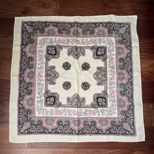 Vintage Women Square Glentex Cream paisley scarf 29/29 Made in JAPAN