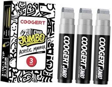3Pcs Jumbo Poster Markers, 15MM Thick Permanent Acrylic Graffiti Silver