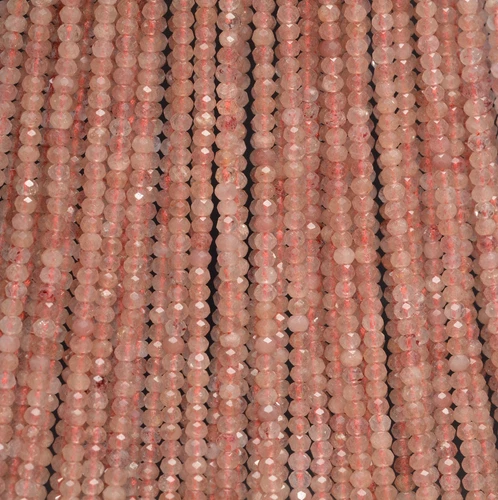 3X2MM ERDBEERE LEPIDOKROZIT QUARZ EDELSTEIN MIKRO FACETTIERT LOSE PERLEN 15,5" - Bild 3 von 4