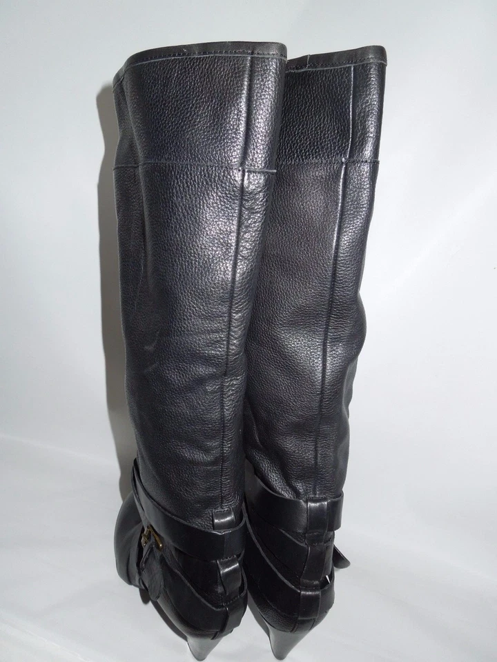 Botas altas de cuero negras Cynthia Rowley Lainey - talla 37,5 / 7,5 - venta al por menor $288 Foto 4 de 4