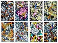 "8 traditional Birds" Tattoo Flash,11x17 New for 2018