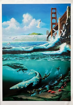 Michael Nelson GOLDEN GATE GREY WHALES Hand Signed Large
