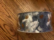 10 yd. Member Mark Sam's Christmas Blue Pine Wire Edge Ribbon 2.5  Wide