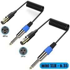 Mini XLR 3PIN 4PIN to 6.35mm Adapter Cable Stereo Jack Aux Microphone Mic Cord