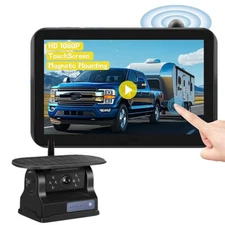 7" DVR Wireless BSD Monitor 2x Magnetic Solar Backup Camera For Caravan Truck RV