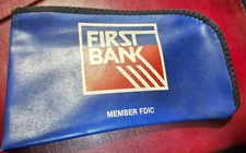 Vintage FIRST Bank ST LOUIS  Deposit CASH COIN  Money Bag pouch zipper FDIC