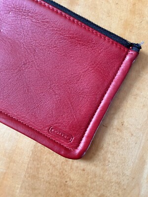 Mint Vintage 80s 90s Coach 7170 Red Leather Skinny Case Make Up
