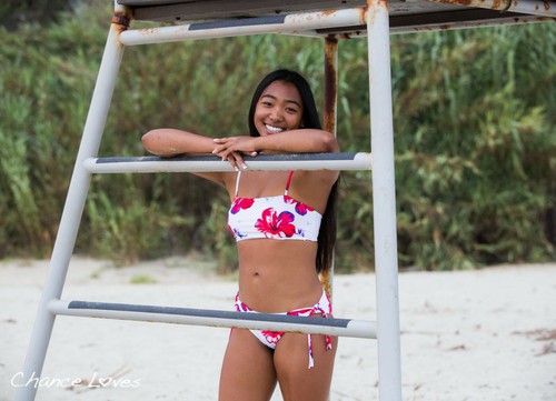 Chance Loves Red Floral BANDEAU 2-PIECE Bikini SET for Tween, Teen, Junior Girls - Picture 8 of 12