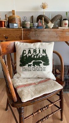 Welcome To The Cabin Kissenbezug 18x18'' quadratisch RUSTIKAL SHABBY CHIC