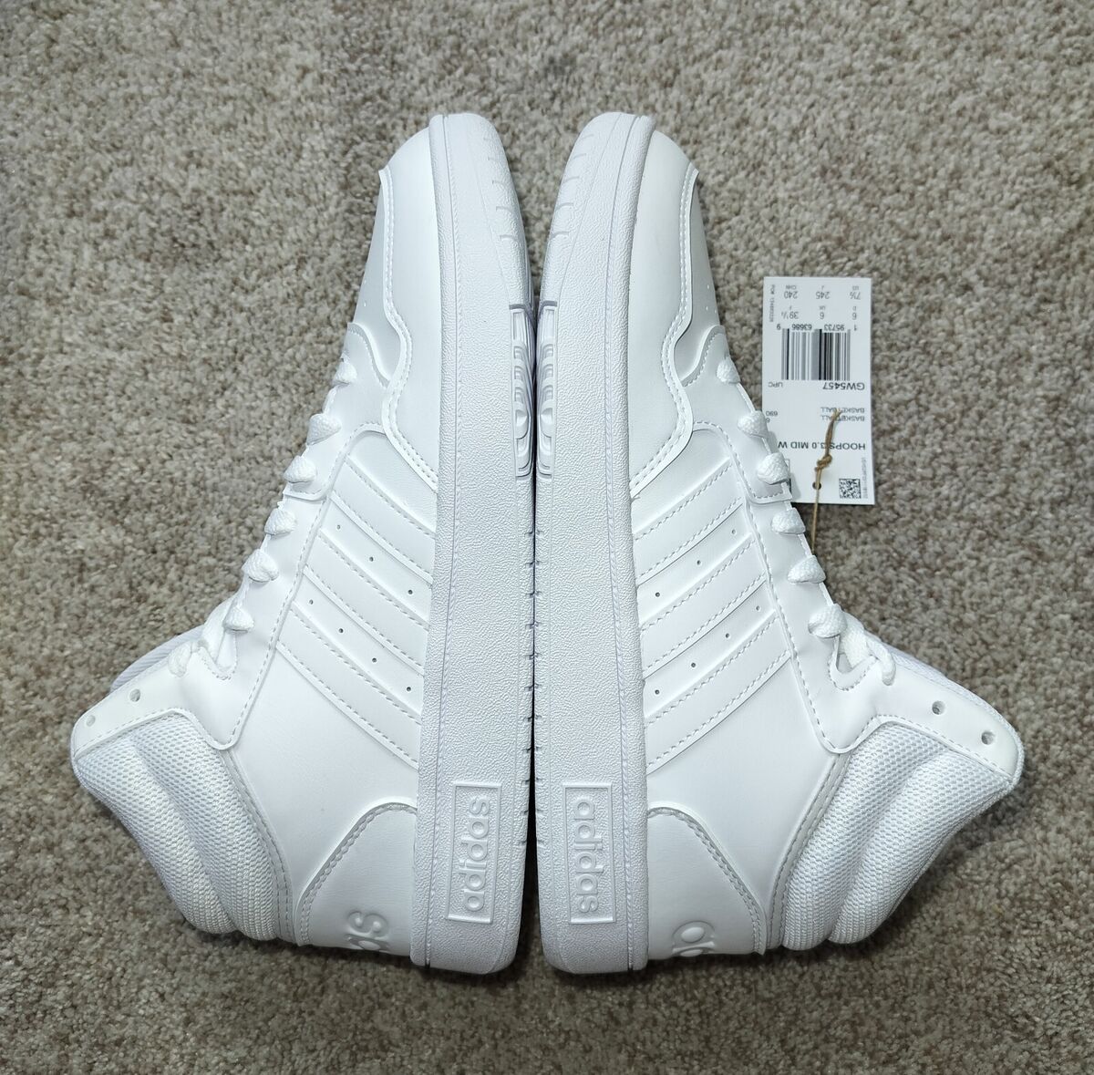 Adidas Women 7.5 Hoops 3.0 Mid Classic Vintage All White Adidas Women 7.5 Hoops 3.0 Mid Classic Vintage All White