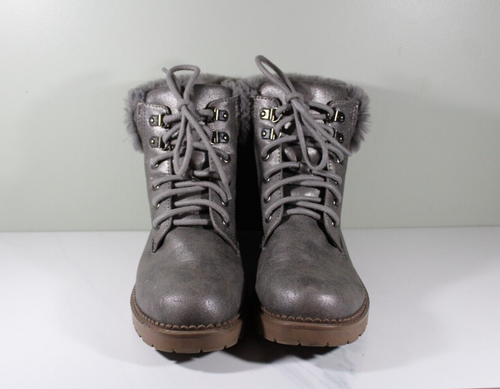 Esprit Damen 9 M Chelsea Boots Mode Schnürer Zinn Silber weiches Kunstfell - Bild 4 von 7