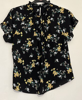 Primark schwarzes geblümtes Top Gr. 14