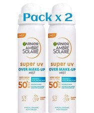 2 x Garnier Ambre Solaire Super UV Over Make-Up Mist SPF 50 Sun Protection 75ml