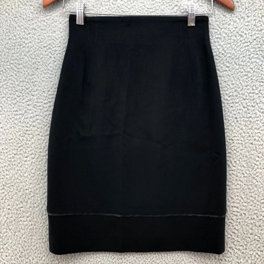 Falda lápiz de lana Escada para mujer 34 6 negra hasta la rodilla negocios minimalista