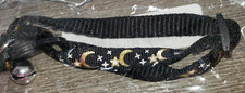 NEW KITTY CAT PUPPY DOG COLLAR BLACK STARS MOONS HALLOWEEN NEW BOW TIE CUTE 