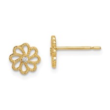 Real 14kt Yellow Gold Madi K CZ Flower Post Earrings