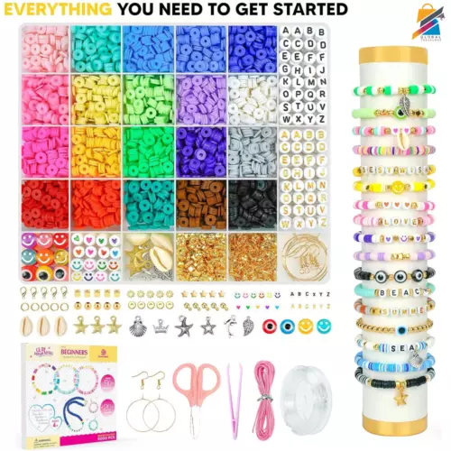 Clay Beads Bracelet Kit - 5000 Pcs DIY Jewelry Making Set w/ Charms for Kids