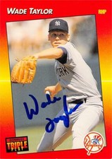 Wade Taylor autographed baseball card (Yankees) 1992 Donruss Triple Play #96
