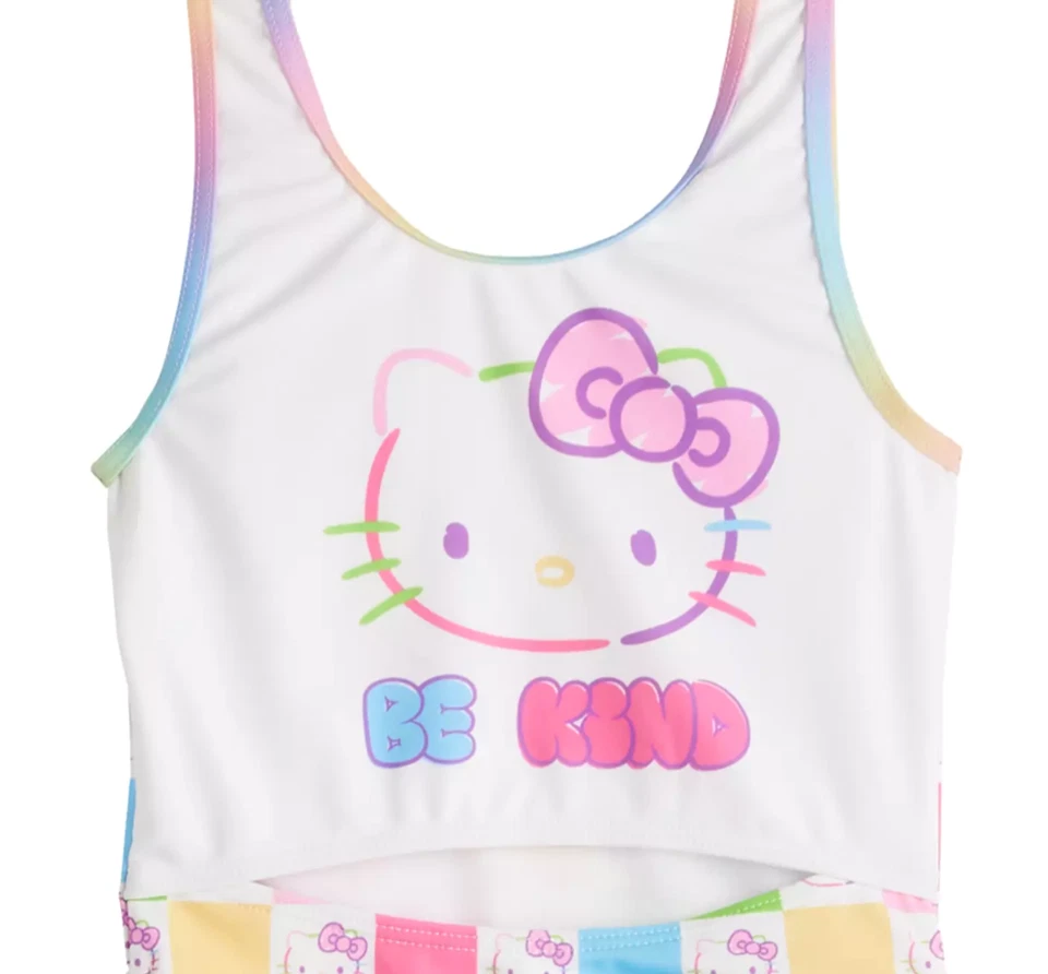 Hello Kitty Swimsuit Tankini Bikini Swim Girls 4 5 6 6X NWT Sanrio Cut Out NEW - Image 4 of 4