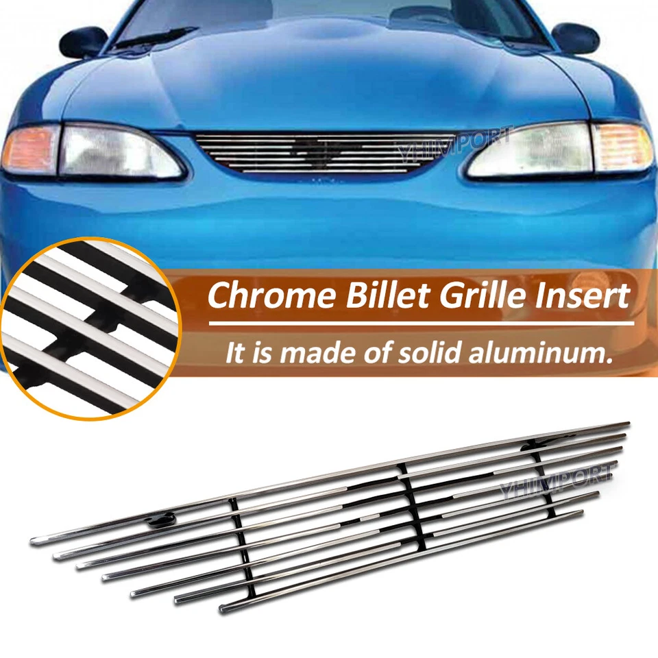 Fits 1994-1998 Ford Mustang Main Upper Billet Grille Insert Grill W/ Logo Show Foto 3 de 4
