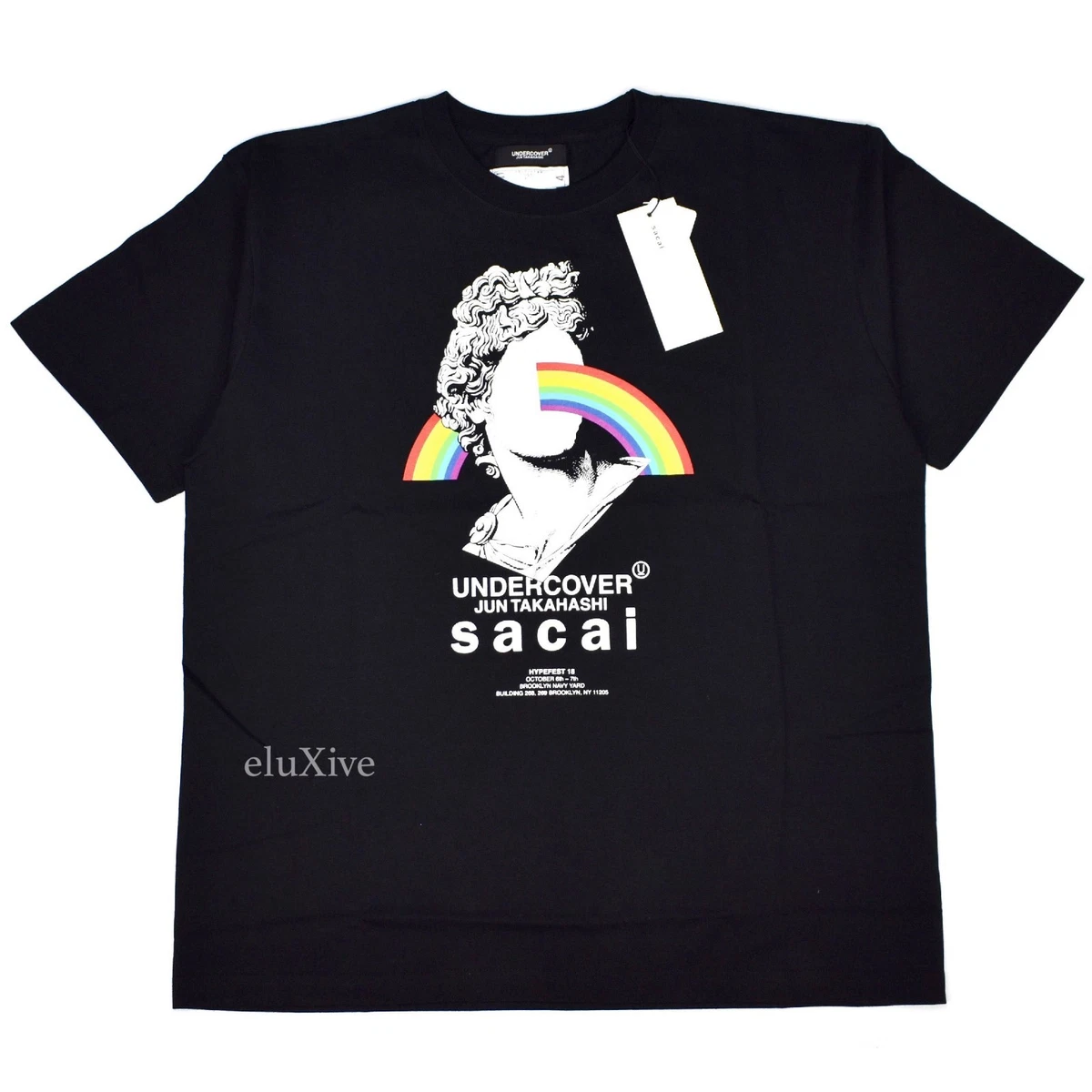 NWT Undercover Sacai Hypefest Pink Floyd Statue Logo Print T-Shirt