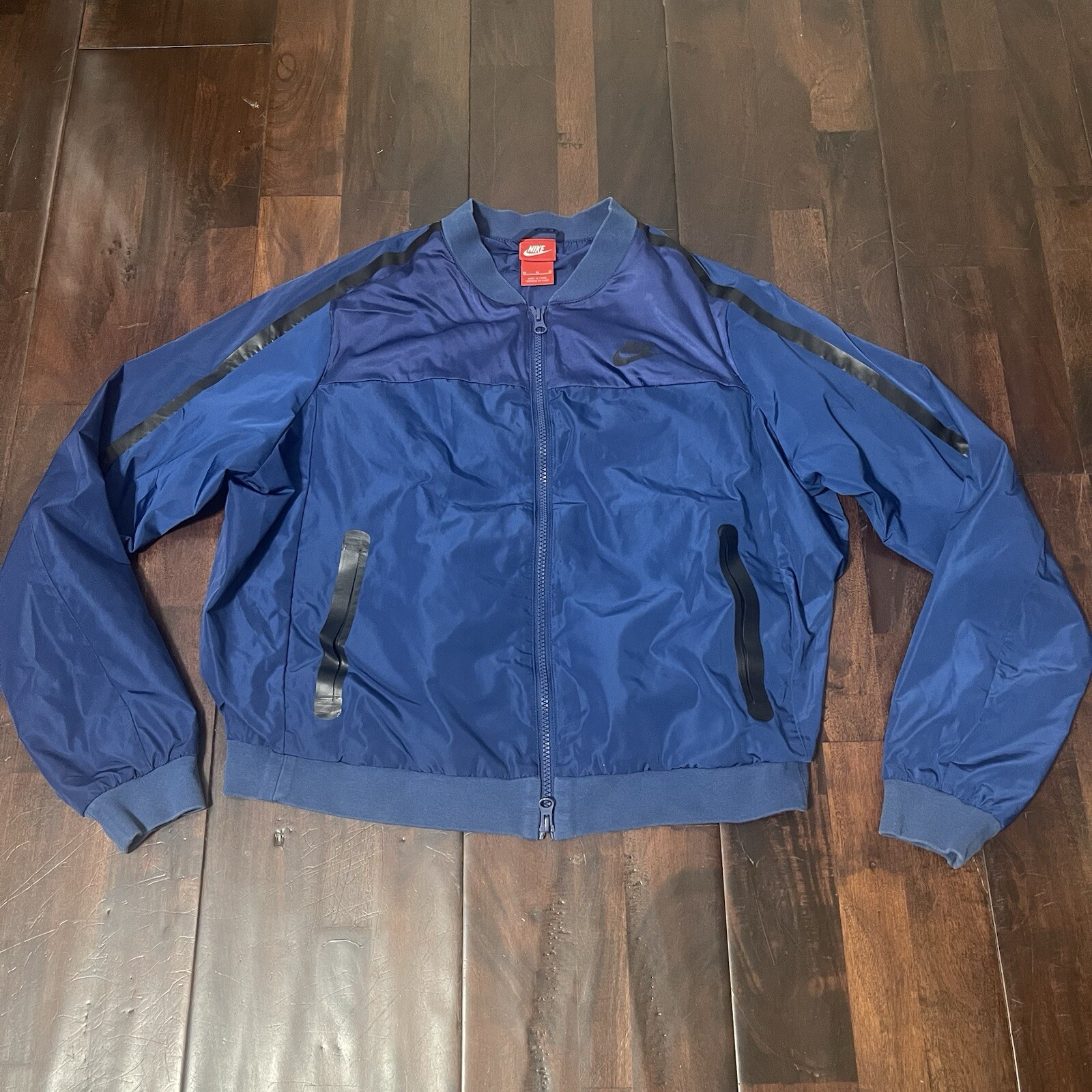 SACAI X NIKE Giubbotto bomber Nike donna taglia media blu full zip rosso etichetta giacca a vento street