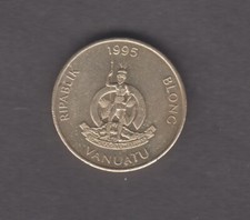 VANUATU  1990. 100 vatu. Melanesian warrior. Three coconuts saplings. KM# 9