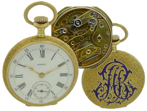 PATEK PHILIPPE RELOJERO GONDOLO PRUNKGRAVUR -TASCHENUHR 18KT GOLD ca. 32 mm 