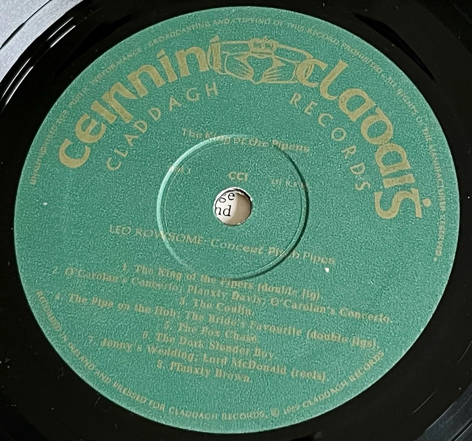 Leo Rowsome - The King Of The Pipers LP VINYL CLADDAGH RECORDS CELTIC FOLK - Image 4 of 4