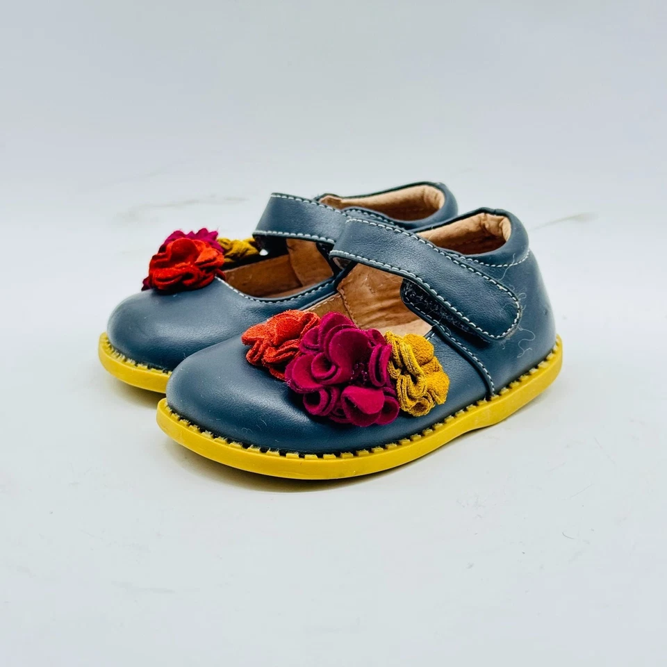 Livie & Luca Zapatos Niñas 4C Gris Cuero Mary Jane Flor Ballet Pisos Informales Foto 3 de 4