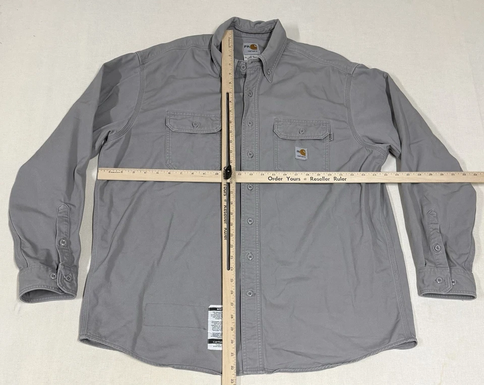 Carhartt FR Flannel Shirt Men XL Flame Resistance Work Grey Flannel SW2 - Image 3 of 4