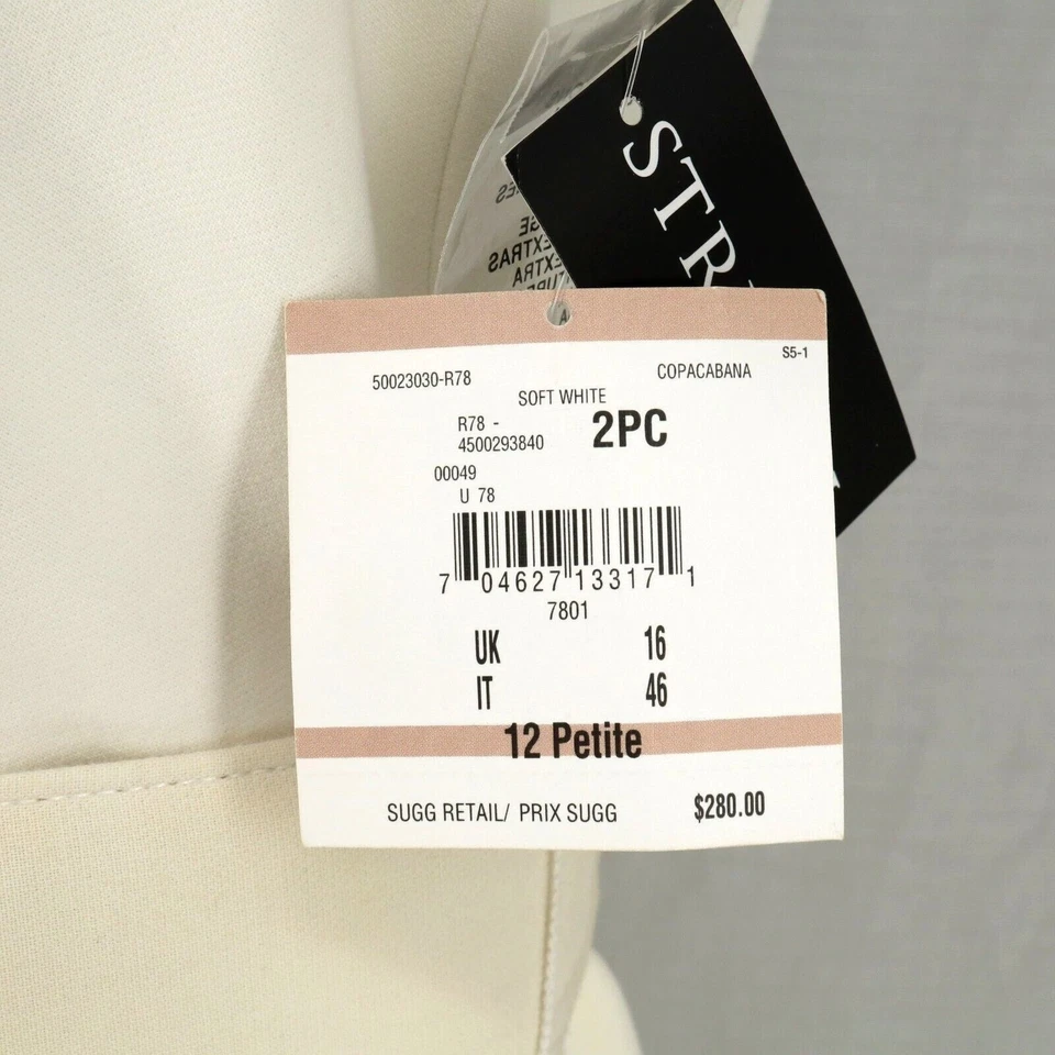 Anne Klein юбка костюм Petites 12P слоновой кости с подкладкой эластичной подпоясанный прибрежный карьера новый - Изображение 4 из 4