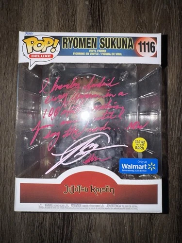 Jujutsu Kaisen Ryomen Sukuna on throne GITD Walmart Exclusive Signed w/ quote