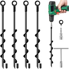 Ground Anchors Screw in 18 Inch 4 Pack Spiral Swing Set Trampoline Earth Anchor