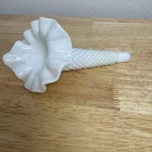Vintage Fenton Milk Glass Hobnail Epergne Replacement White Horn Flower Vase