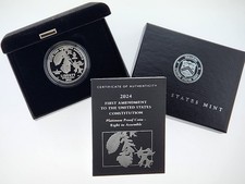 2024-W $100 Proof First Amendment Coin, U.S. Mint 1 Oz. Platinum, OGP 2599.99 per troy oz
