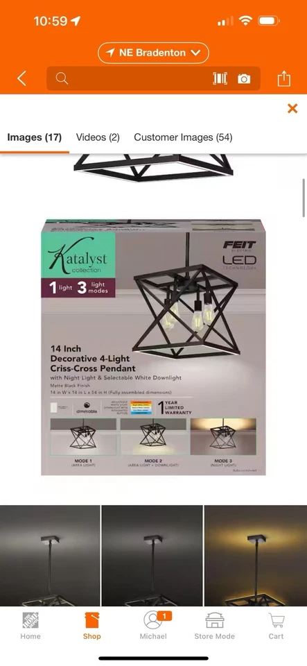 Katalyst 60 vatios 4 luces ajustables CCT y 3 modos de luz LED integrado Foto 2 de 2