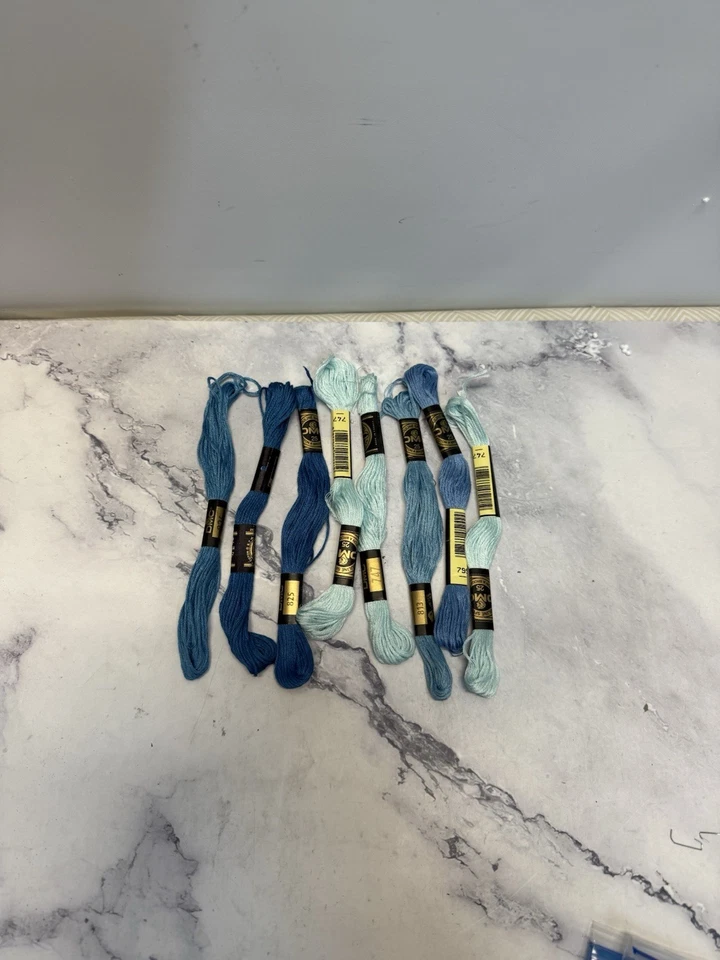 DMC Cotton Embroidery Floss Thread~Lot of (8) Skeins~Blue Color Set - Image 2 of 2