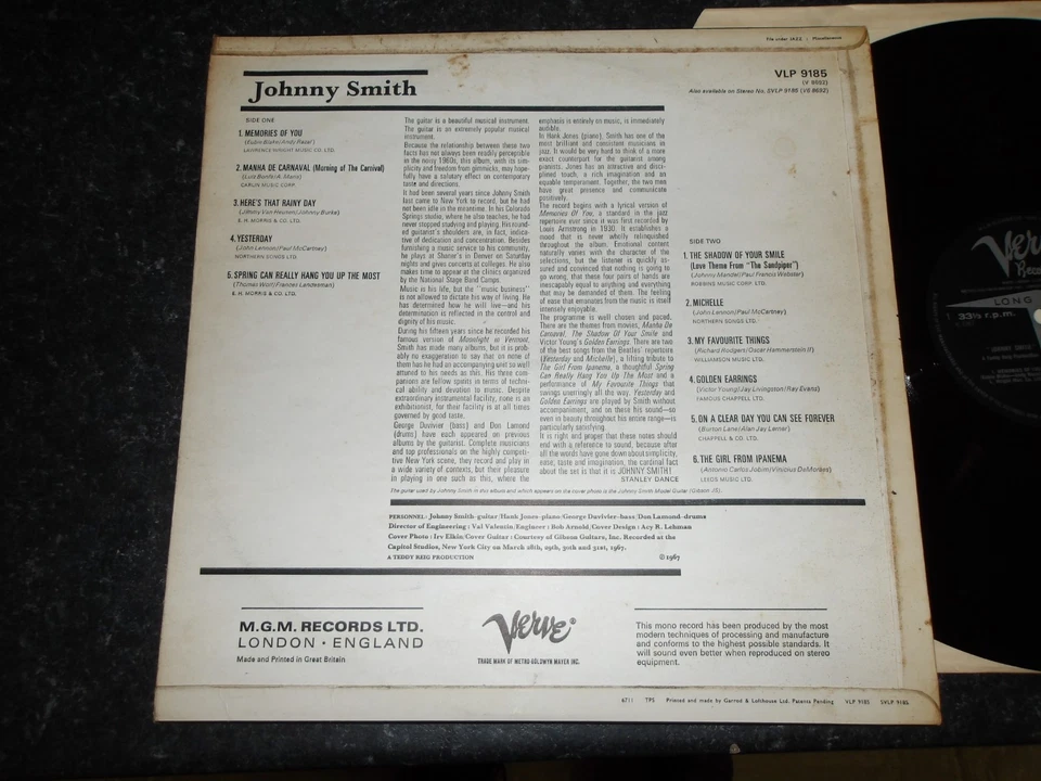 VLP 9185 = JOHNNY SMITH = JOHNNY SMITH = N-M - JAZZ - COVER GRUBBY - Image 2 of 4