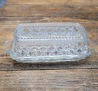 Anchor Hocking Wexford 1960s Vintage Covered Butter Dish Clear Pressed Glass