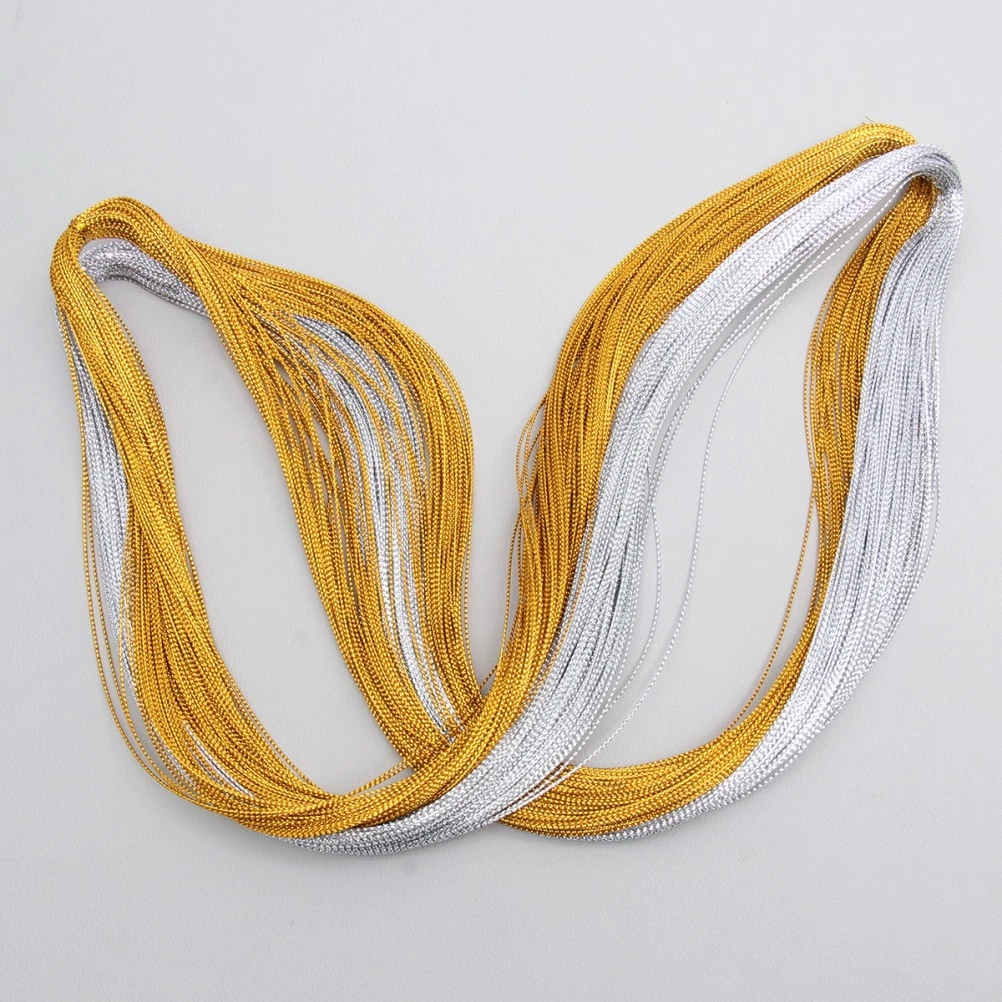 2 Bundles Diy Jewelry Label Tag Feet Metallic Cord Tinsel String Craft Making