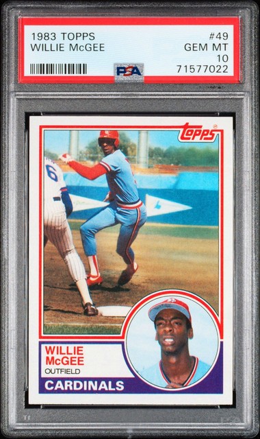 WILLIE MCGEE 1983 TOPPS #49 PSA 10 GEM MINT RC ROOKIE CARD CARDINALS CENTERED!