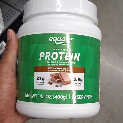 Equate Plant-Based Protein Powder Rich Chocolate 21g Protein 14.1oz 400g