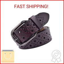 VONSELY Hollow Leather Belts for Women, Soft Leather Womens Belts with Pin Buckl