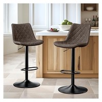 Stoolink 2Er Set Barhocker Braun Kunstleder HöHenverstellbar Barstuhl Drehbar