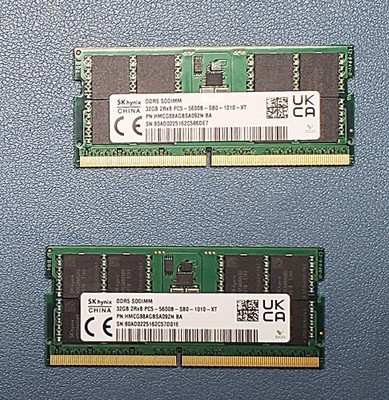 SK Hynix 64GB Kit (2x 32GB) DDR5 5600MHz Laptop RAM Memory SODIMM