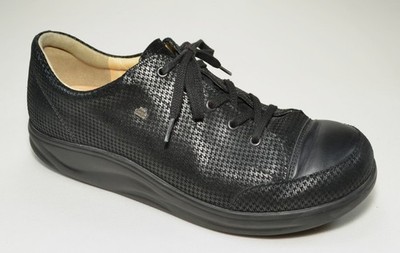 Finn Comfort Ikebukuro US 10 UK 8 Women's Black Textured Leather Lace Up Shoes