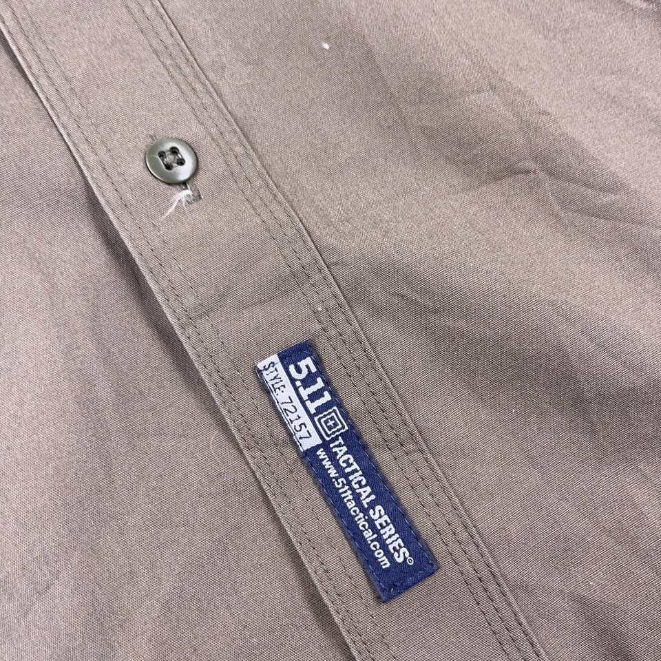 5.11 Tactical Shirt Men Large Green Twill Button Up Conceal Faded Discolored - Image 4 of 4
