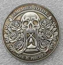 Momento Mori Coin Skull Coin Fastin Gift, Hobo Nickel Coin, Art Craft Decoration